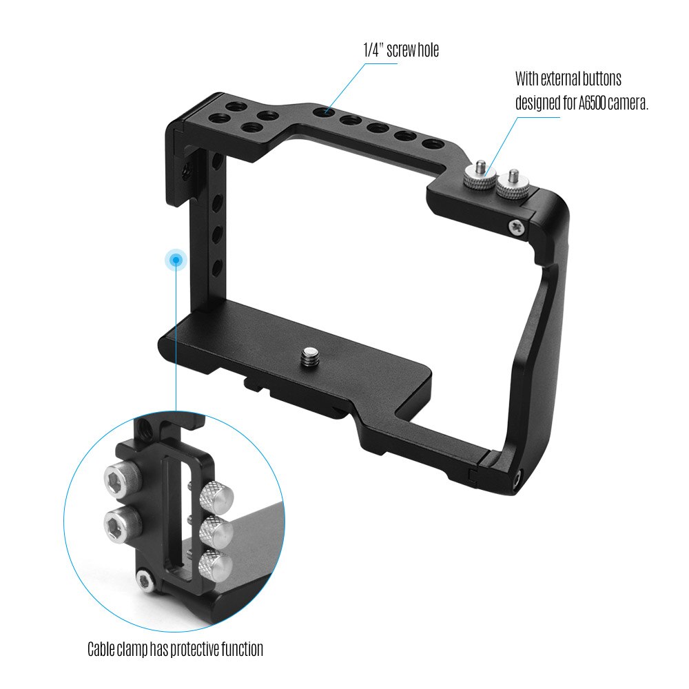 Andoer Gabbia Fotocamera video film Creazione di Filmati Gabbia con 1/4 di Pollice Foro per Vite Morsetto del Cavo per Sony A6000/A6300 /A6400/A6500 Macchina Fotografica