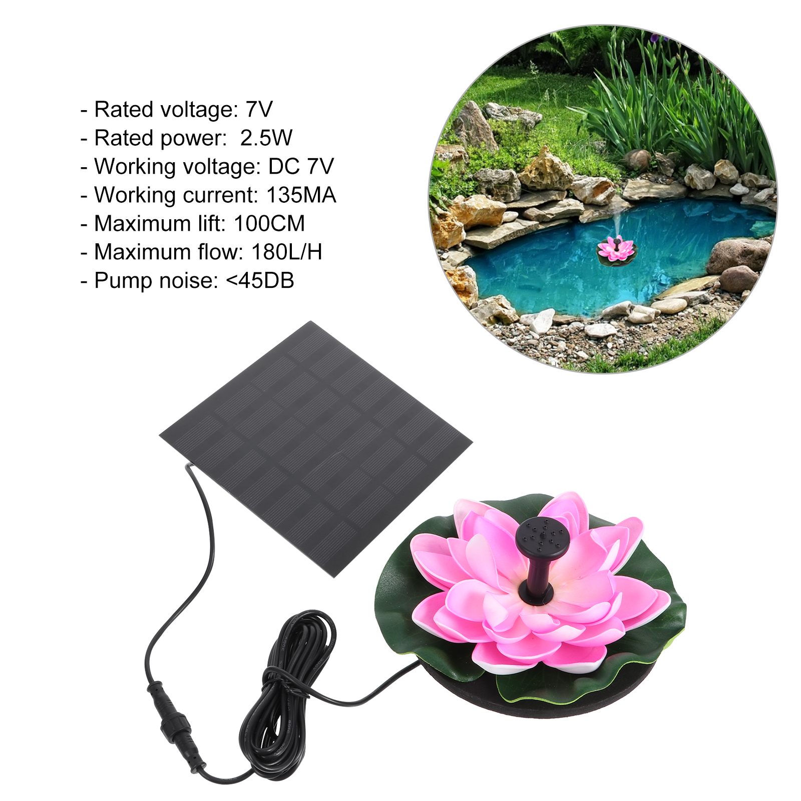 Lotus Shape Water Fountain Ponds Solar Panel Fountain Garden Decoration