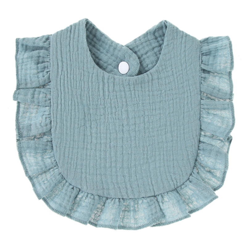 Babyvoeding Kwijl Bib Zuigelingen Verstoorde Lace Speeksel Handdoek Puur Katoen Burp Doek: Denim Blue