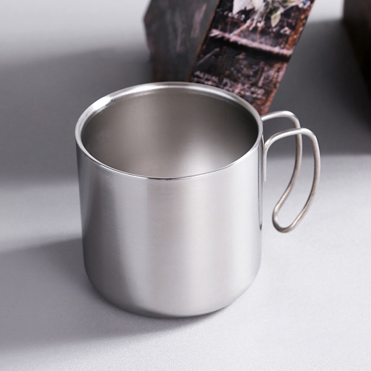 304 kaffekop af rustfrit stål øl krus med håndtag dække høj temperatur kobber plating køkken spisestue: Sølv