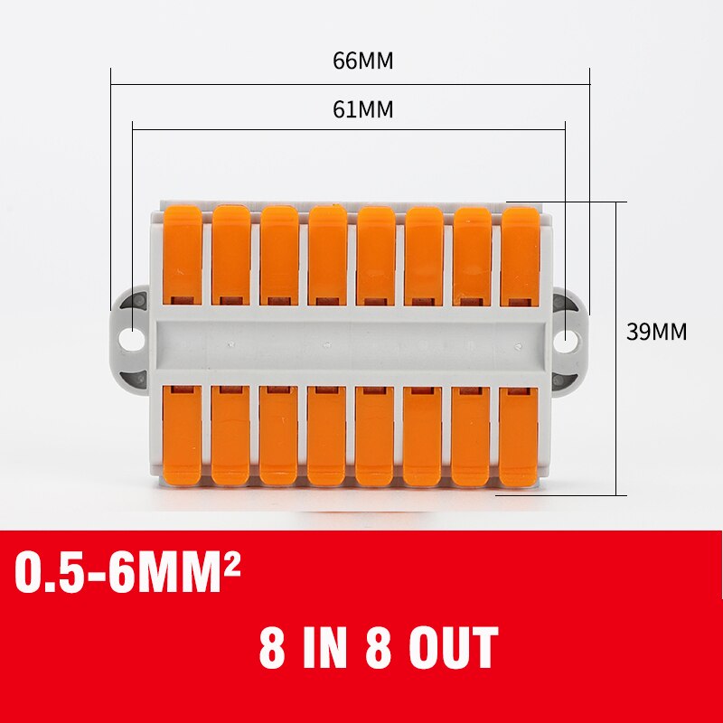 Wire Connector 2/3/4/5/6 pin Universal Docking Fast Wiring Conductors push-in Terminal Block Cable splitter High power connector: Orange / 2P