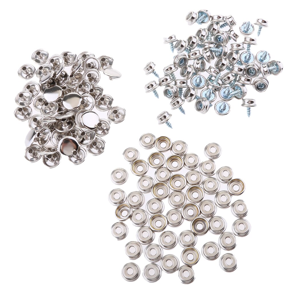 Marine-Grade Stainless Steel 3/8&#39;&#39; Fastener Screw Snaps Kit for Furniture Canvas Fabric Boats