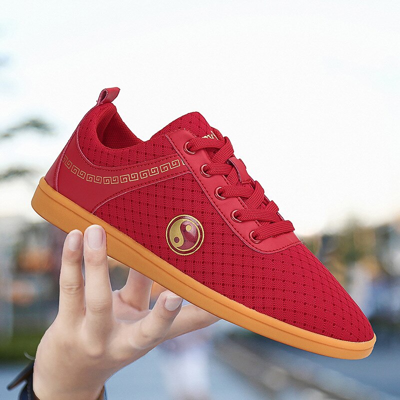 Zapatillas de artes marciales para hombre y mujer, zapatos de ejercicio para adultos, chino tradicional, de Beijing, Tai Chi, Kung Fu, para rendimiento en equipo: 8899 Red / 36