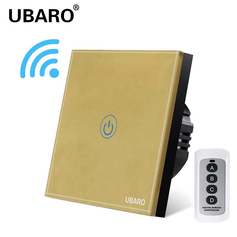 UBARO EU/UK Wireless Remote Control Touch Switch Crystal Glass Panel Remote Interruptor Liz Lichtschalter switches 1/2/3Gang