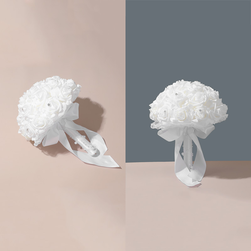 Elegante Rose mit Blumen, Braut, Hochzeit, Brautjungfer, Hochzeitsstrauß, handgefertigte Hochzeit, Kirchendekoration