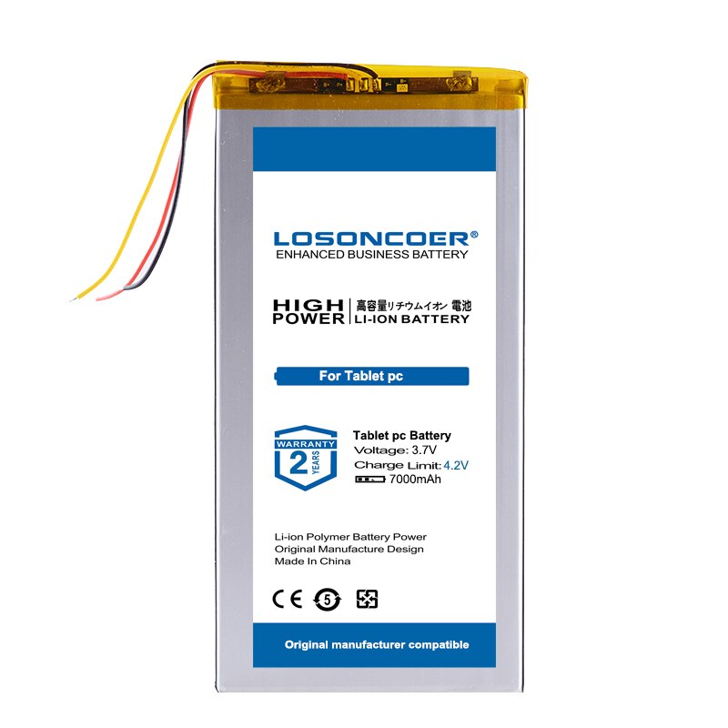 LOSONCOER 7000mAh Lithium-ion Battery - 3.7V Polymer Battery for 7-9 inch Tablets