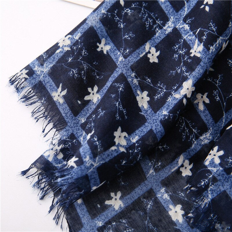 Bawełniane szaliki damskie, miękkie, wiosenne, damskie, z nadrukiem kwiatowym, długie szale plażbyć winnym, cienkie, letnie, damskie, jesienne, muzułmańskie chusty na głowę