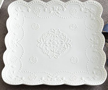 Europese Reliëf Thuis China Keramische Vierkante Plaat Ontbijt Dessert Plaat Vlinder Plaat Schotel Afternoon Tea Fruitschaal Bruiloft: 6 inches