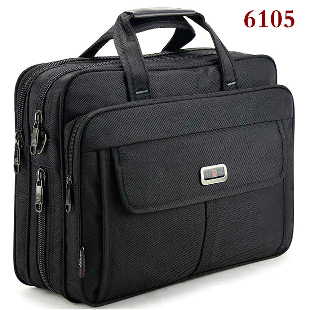 Classic Men Laptop Hand bags Male Durable Oxford Cloth Business Shoulder Bag Office Bags Women 15" Computer Handbag: 6105-Black