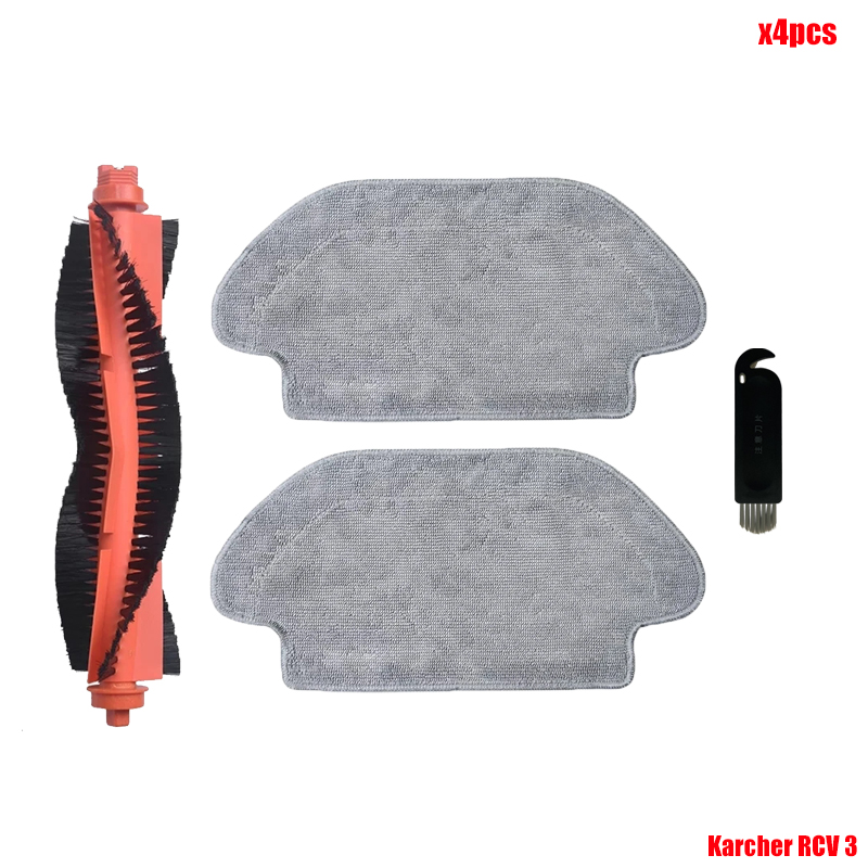 Accessories For Karcher RCV 3 Robot Vacuum Cleaner Spare Parts Roller Side Brush Hepa Filter Mop Cloth Tool Brushes Replacement: Beige