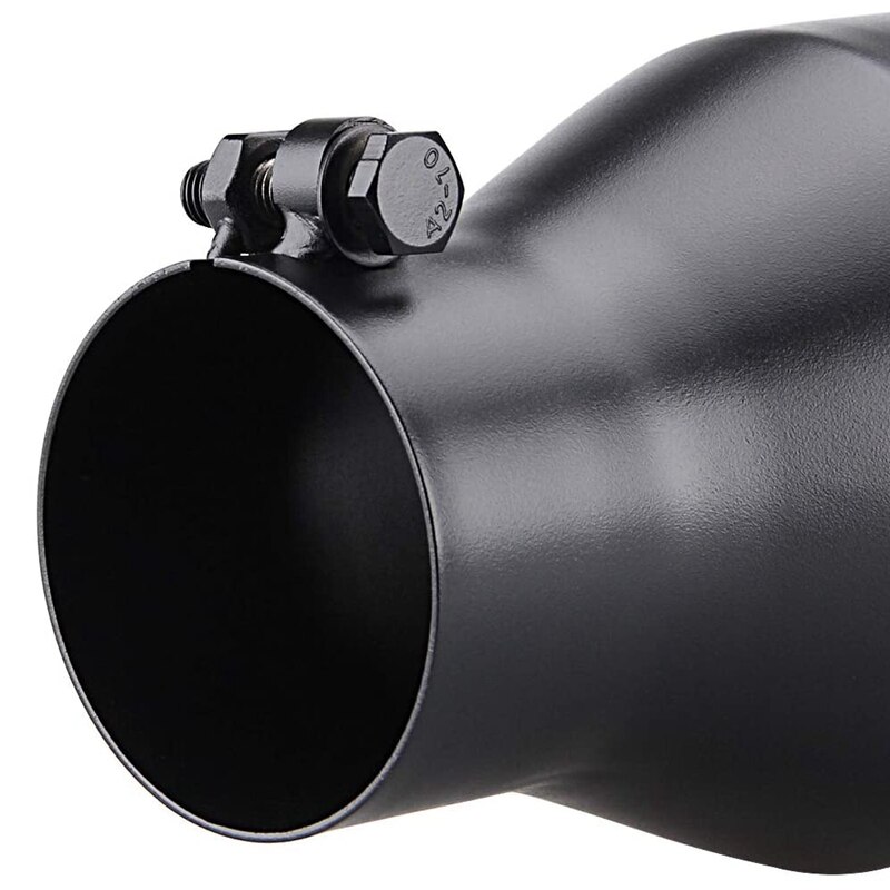 Exhaust Tip 3 Inch Inlet 5 Inch Outlet 12 Inch Overall Length Bolt on Stainless Steel Black Exhaust Tailpipe