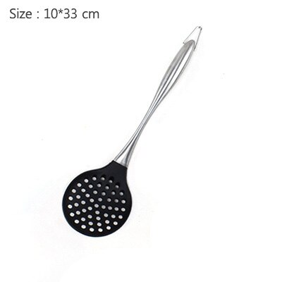 Kitchenware 304 Stainless Steel Hollow Handle Silicone Non-Stick Spatula Spoon Spoon Fence Shovel Kitchen Set Of Four: Black-4