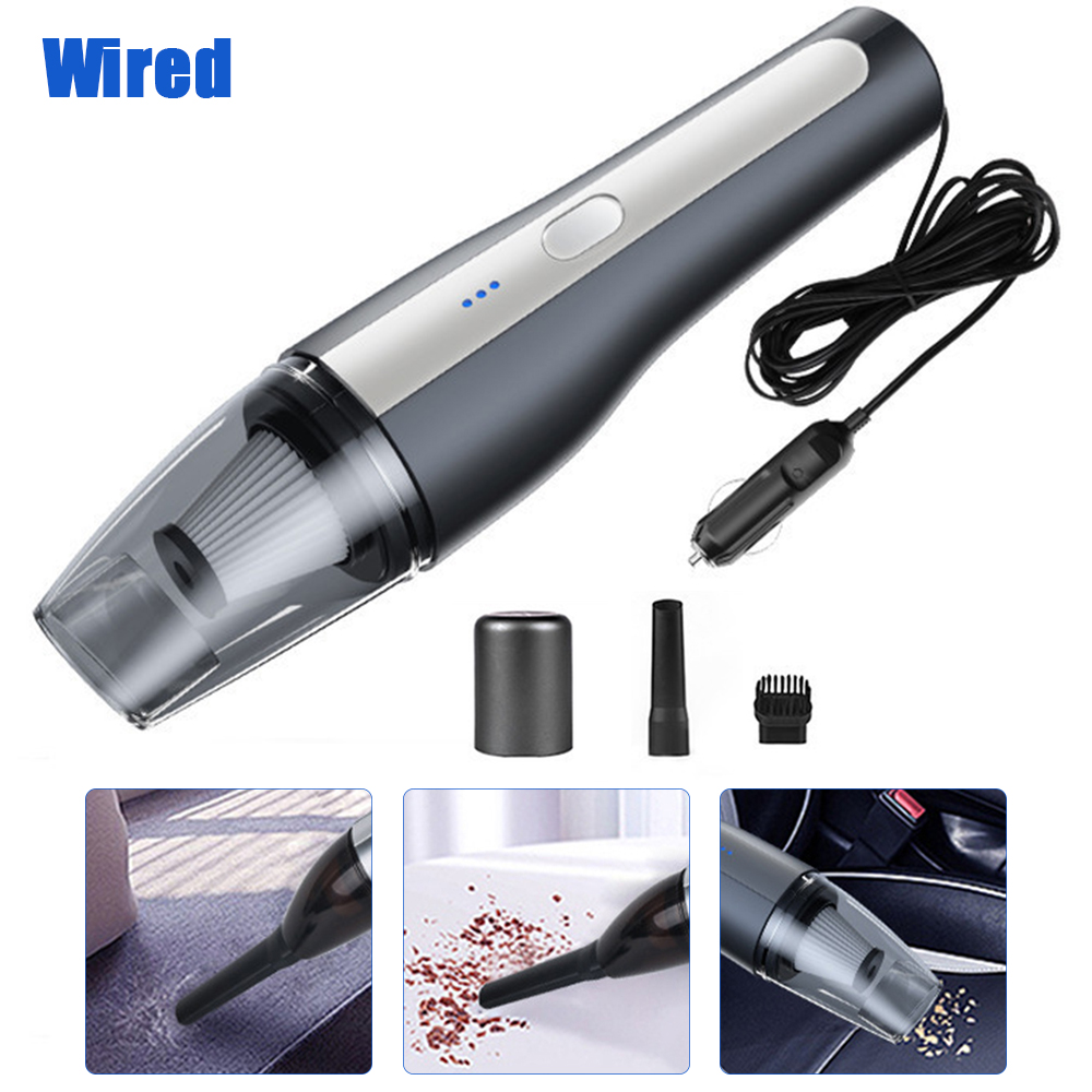 Portable Wireless Car Vacuum 120W Rechargeable 8000PA Powerful Cyclone Suction Portable Handheld Small Pet Hair Cleaning Vacuum: wired