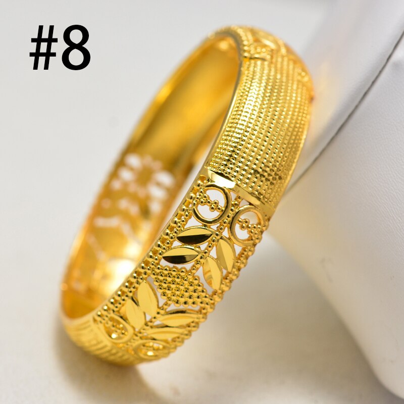 Luxury Gold Color Jewelry Bangles for Women Ethiopian Bracelets Middle East African Party wedding