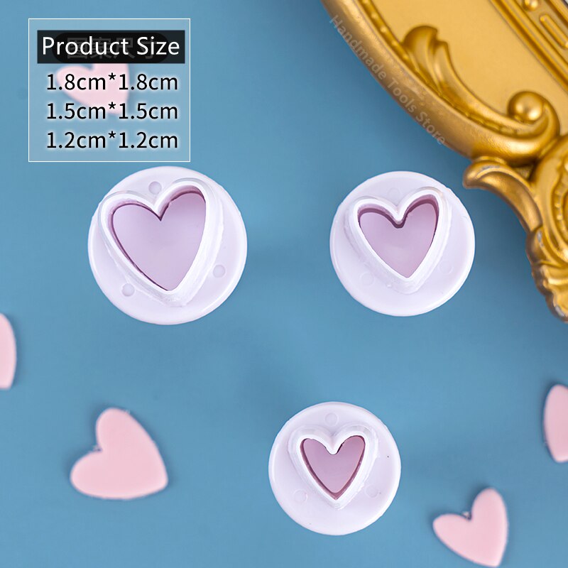 Polymer Clay Cloud Mold Heart Star Shape Printing Cutting Mold DIY Pottery Sculpture Geometric Figure Embossing Modeling Tools: 3pcs Heart-shaped