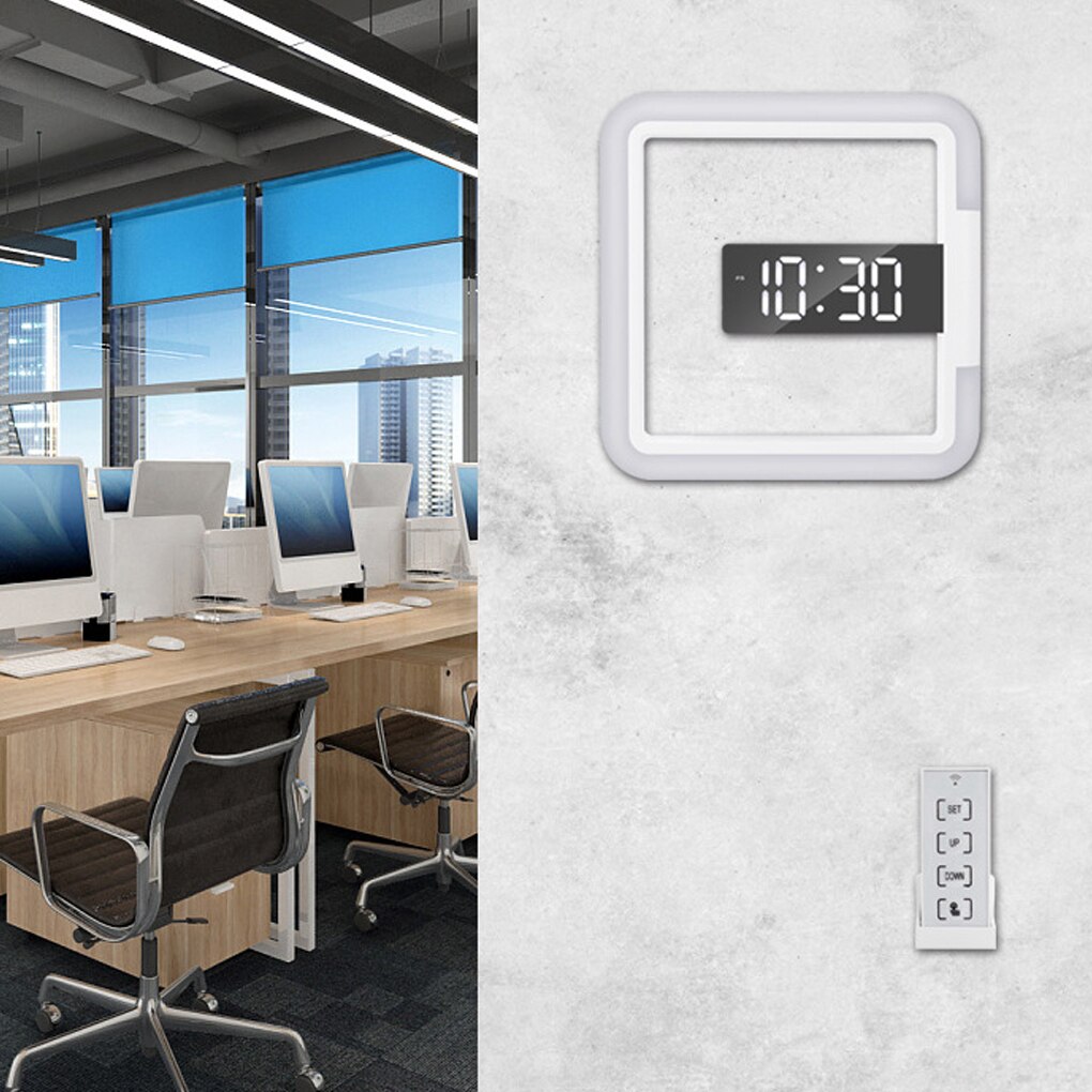 Digital Alarm Clock Self-adhesive Hollow Monitor Night-lights Thermometer Projection Clocks Home Decor for Bedroom Living Room
