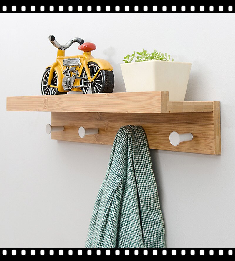 Estante de pared de madera para el hogar, organizador de artículos diversos, soporte de decoración de pared, colgador de llaves, estantes de almacenamiento con colgante WF: Wood 4 Hooks