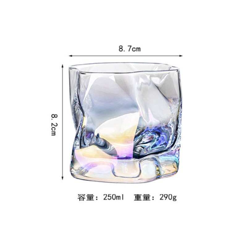 Japanese Edo Crumple Paper Irregular Shape Crystal Faceted Der Whiskybecher Whiskey Whisky Rock Glass Artwork Wine Cup: Colorful