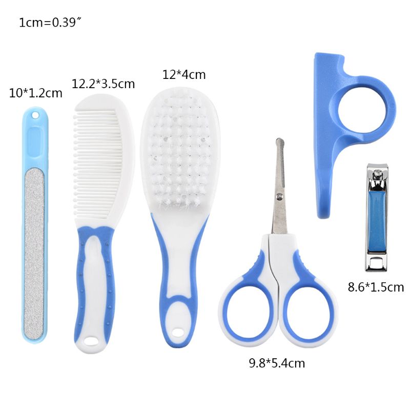 6 Pcs Newborn Baby Nail Hair Daily Care Kit Infant Kids Grooming Brush Comb and Manicure Set