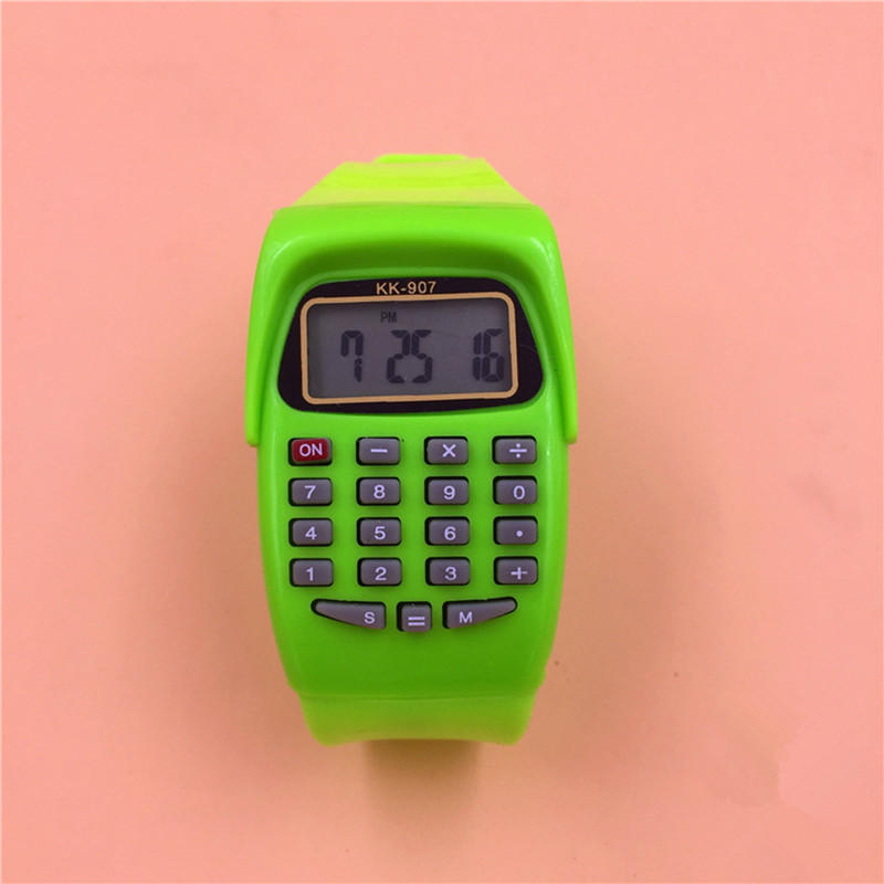 LED Calculator Watch Electronic Digital Chronograph Computer Kids Children Boys Girls Sport Rubber Wrist Watches