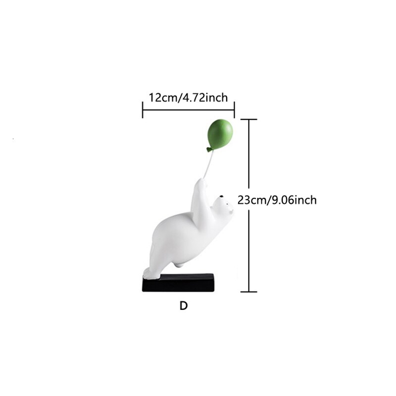 Balloon Polar Bear Wall Decoration Animal Sculpture Bear Statue Garden Flower Pot Decor Home Living Room Background Wall Hanging: D