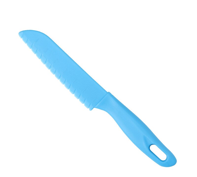 Couteau de cuisine pour enfants, couteau de cuisine pour le pain, laitue, couteau de cuisine en plastique pour les tout-petits, couteau à fruits, couteaux d'office sûrs pour enfants, coupe-dents de scie: Bleu
