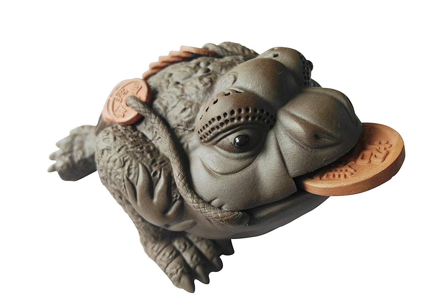 Chinese Tea Pet Zisha Lucky Toad Traditional Handmade Purple Clay Teapet on Kung Fu Tea Tray Kept by Collectors for Prosperity