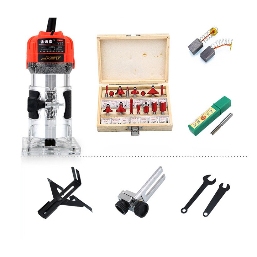 Wood Milling Machine Electric Wood CNC Trimmer Router Woodworking Manual Engraving Slotting Trimming Hand Carving 220V 1100W