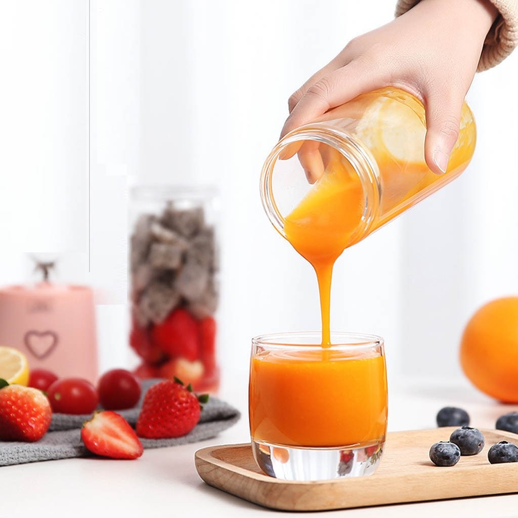 450ml USB Charging 6 Blades Portable Juicer Juice Smoothie Smothie Maker Smoothie Blender Extractor Machine Household #G