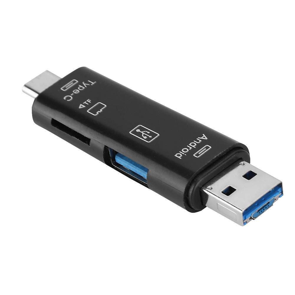Otg-micro-sd-kartenleser, usb -2.0 -kartenleser für usb-micro-sd-adapter, flash-laufwerk, tf-speicherkartenleser, typ-c-kartenleser: Schwarz