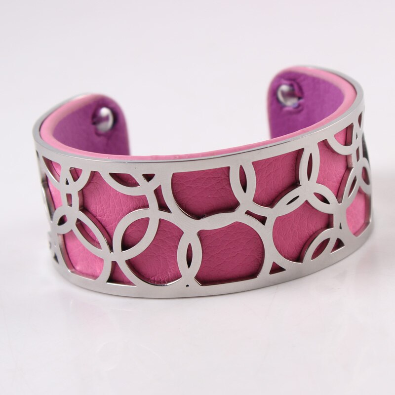 Pulseira intercambiável georgette flor bijoux acier inoxydable femme manchette pulseira reversível pulseira de couro jóias bbijoux