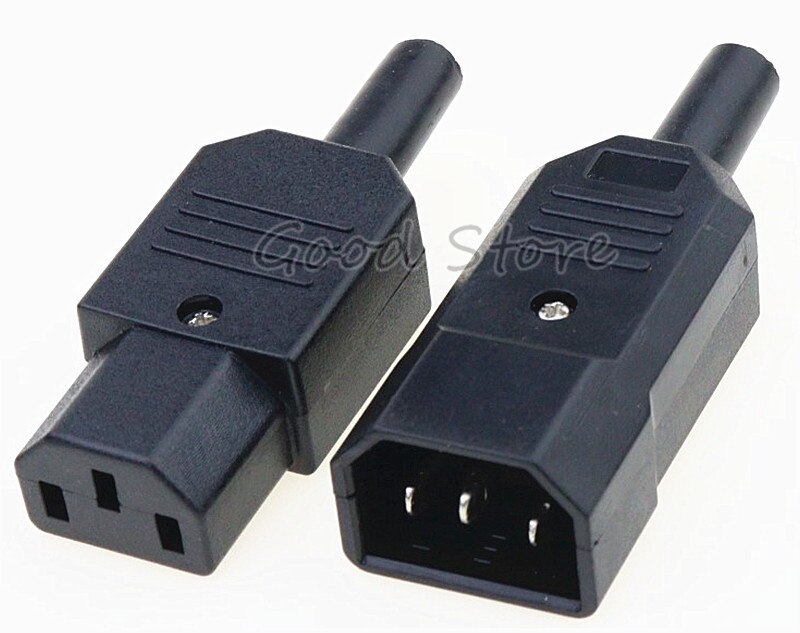 THGS 250V 10A Power Connector IEC 320 C14 Plug to C13 Socket: A pair Black