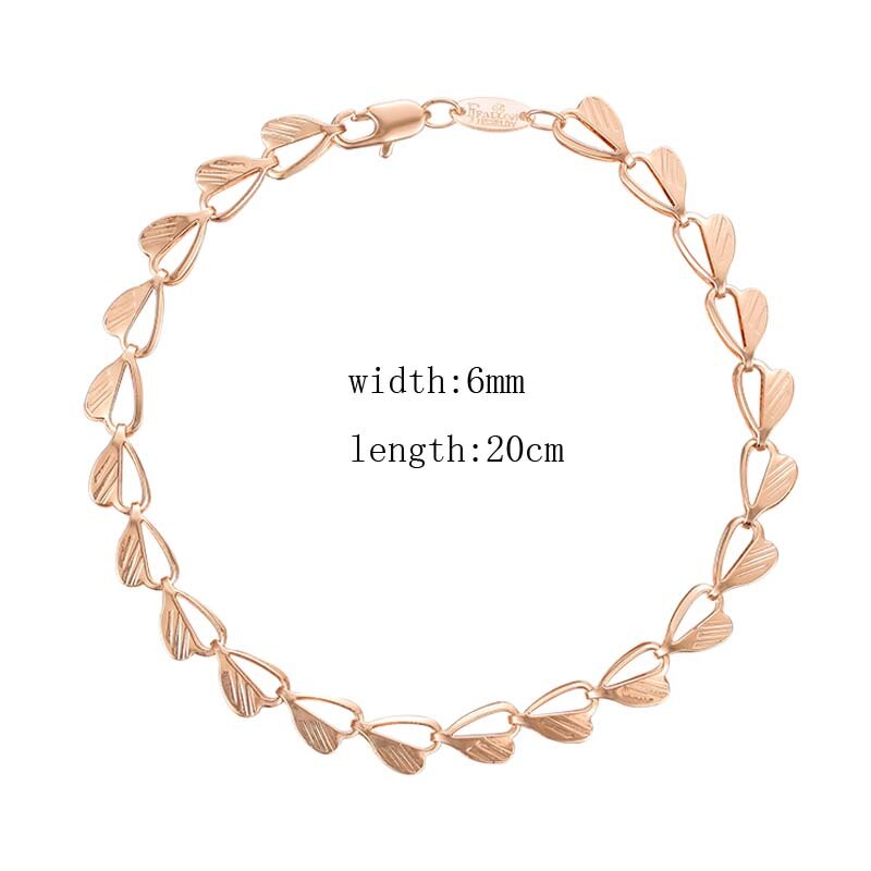 Fj Mannen Vrouwen 585 Rose Goud Kleur Wave Curb Smart Armband Link Bead Chain Sieraden: RB0073