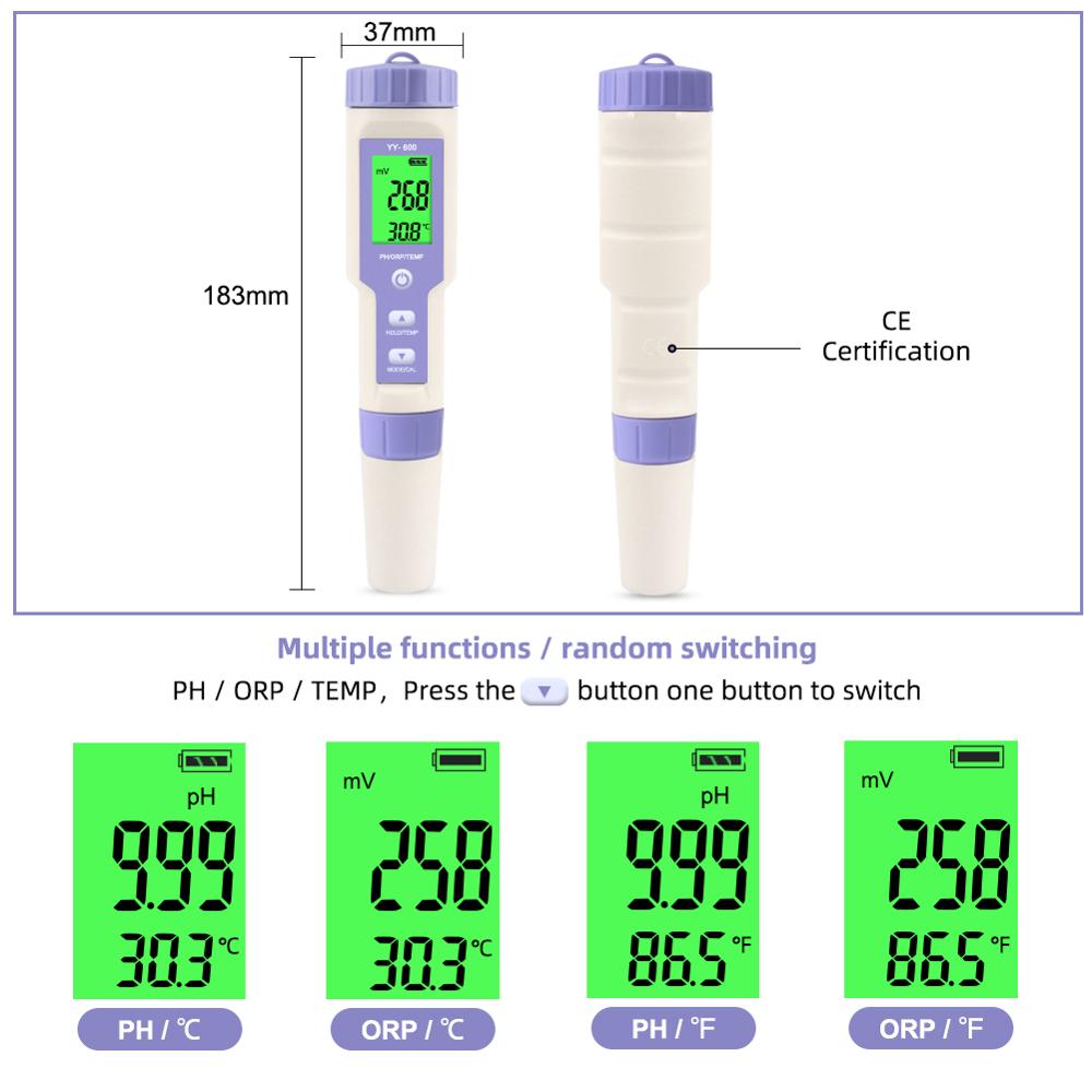 Lcd digital medidor de ph orp tester quantidade de água medidor orp retroiluminação redução oxidação potencial mv ferramentas