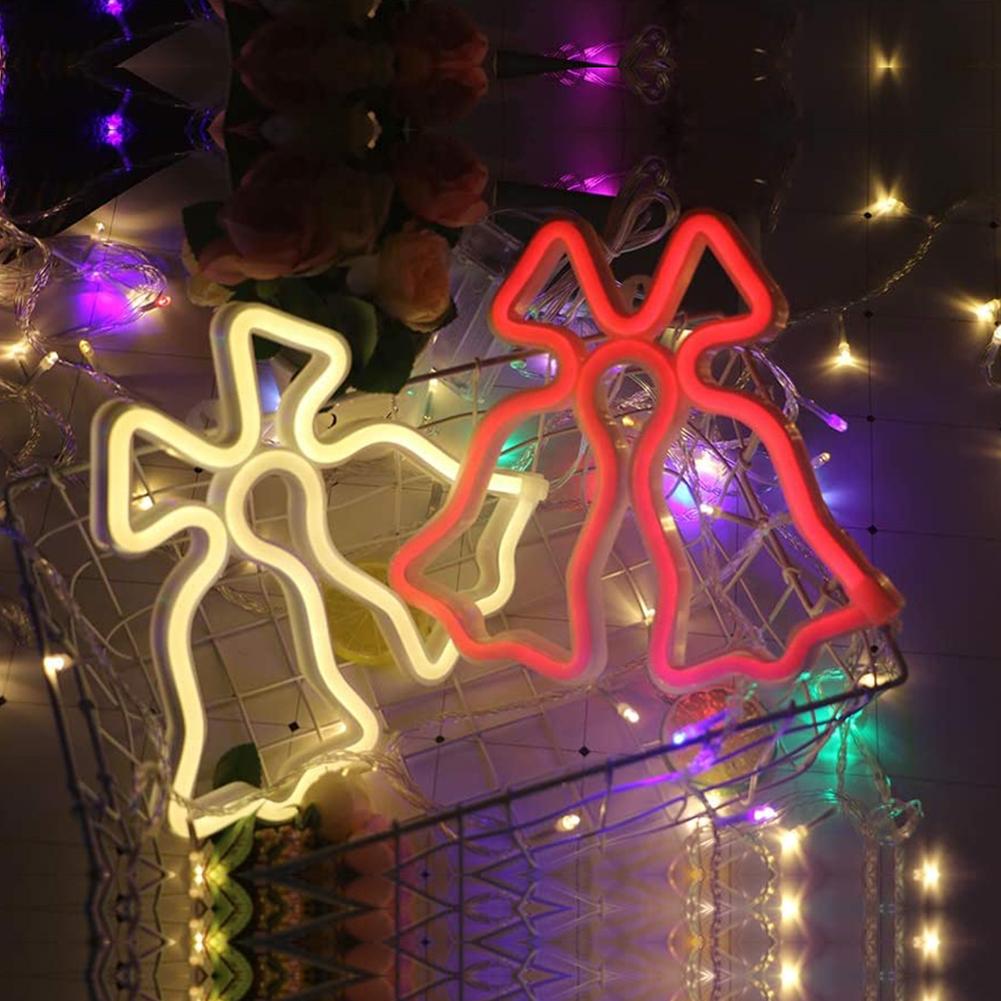 Led Neon Licht Usb Christmas Bell Neon Lamp Kerstboom Opknoping Decor Lights Bruiloft Decoratie Nachtlampje