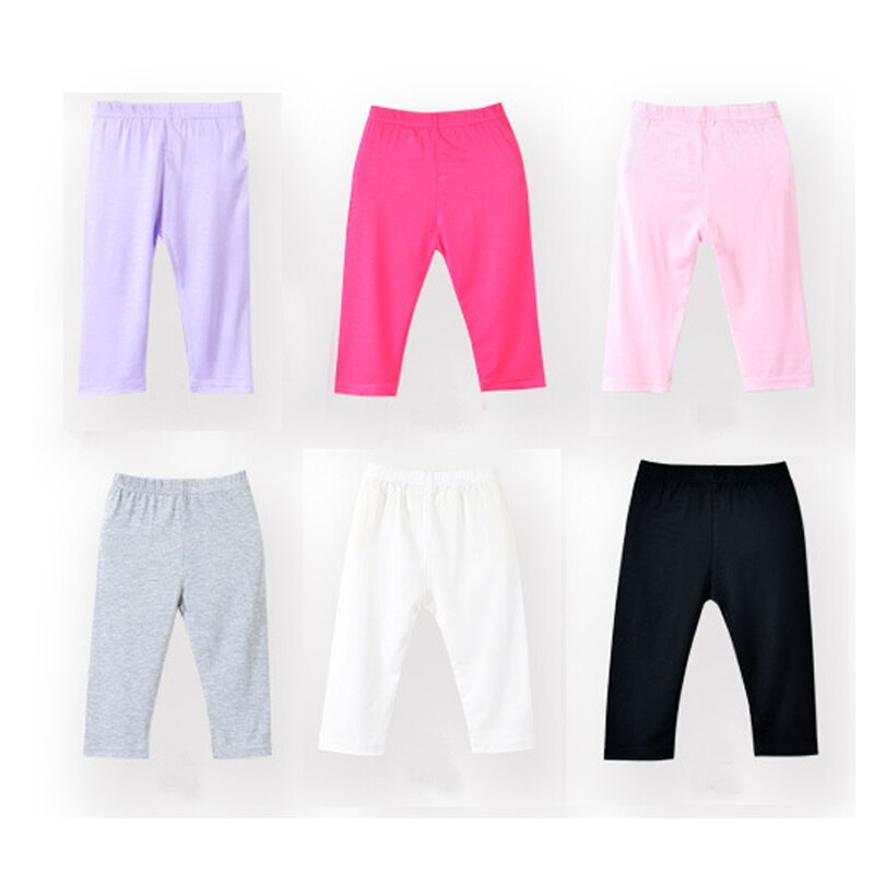 6 Pack Meisje Leggings Knielengte Kids Zomer Skinny Broek Effen Kleur Kinderen Basic Klassieke Stretch Capri Voor School Dragen: 9-10T (150)