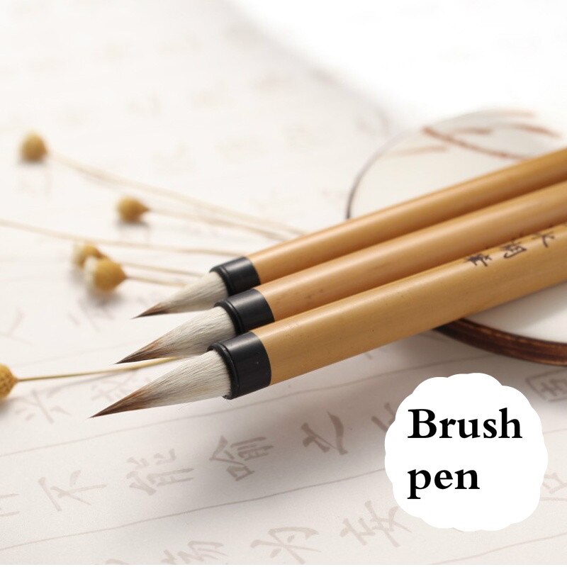 Chinese Calligraphy Brush Pen Set Regular Script Brush Woolen Weasel Hair Writing Brush Watercolor Lamdscape Painting Caligrafia