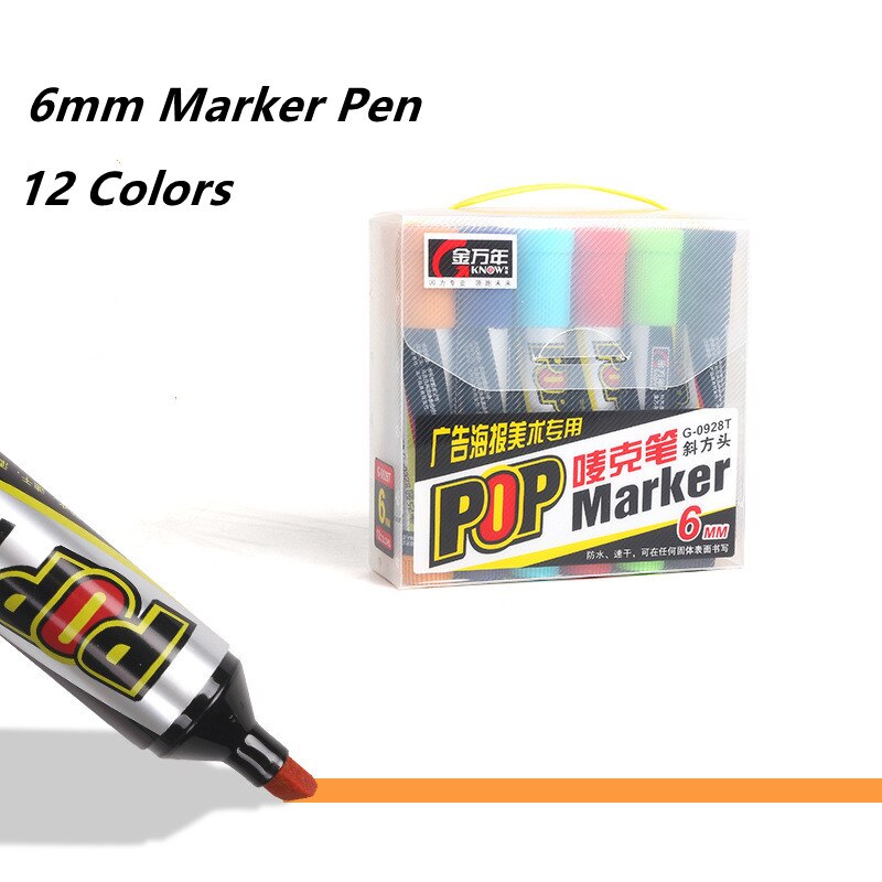 Climemo 12mm Whiteboard Paint Marker Rotuladores Markers Pen Permanent Waterproof Art Supplies DIY Comic Sketching Markers: 6mm Combination