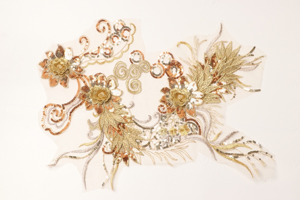 3D Applique lace embroidery