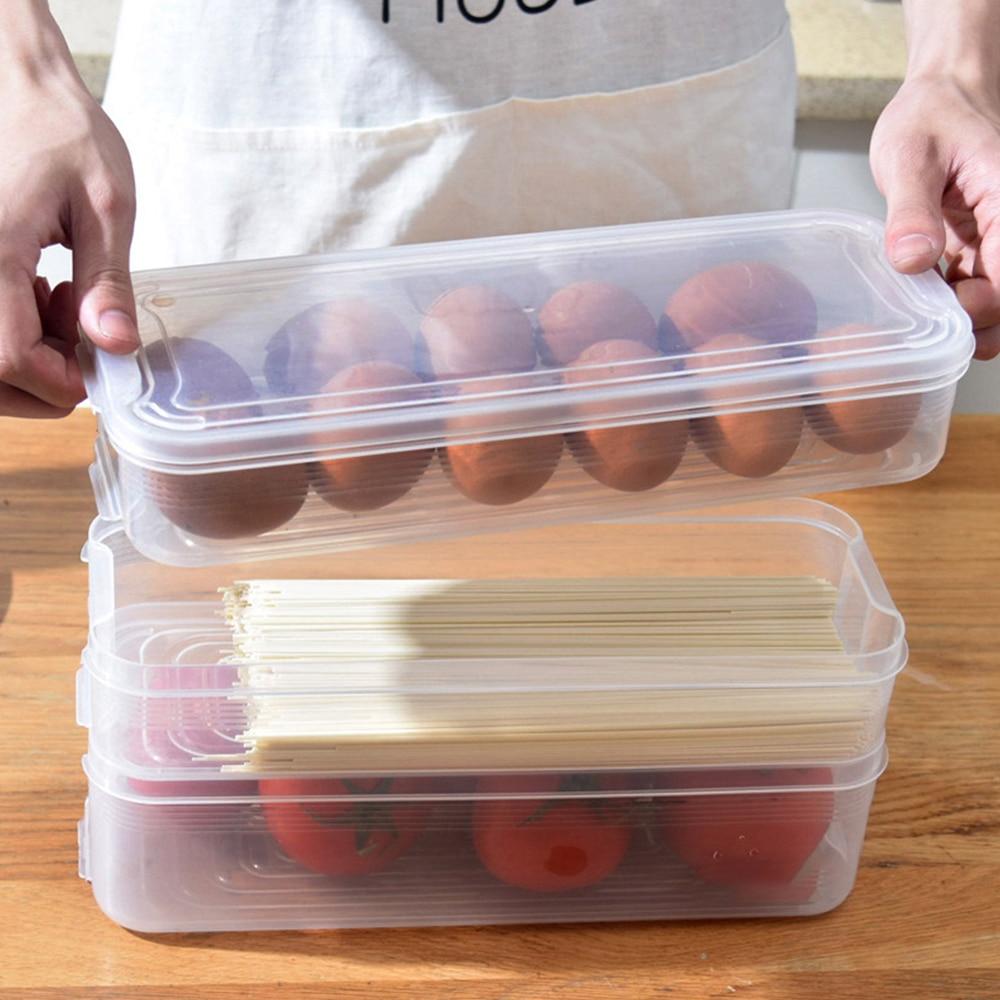 3 Layers Refrigerator Storage Box Food Storage Containers Plastic Storage Bins Lid For Kitchen Fridge Cabinet Freezer Organizer