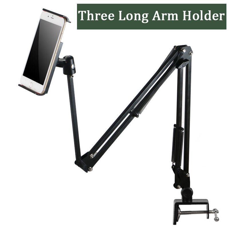 360 grader lång arm surfplatta hållare ställ för 3.5 to 10.6 tums surfplatta smartphone säng stationär lazy hållare fäste stöd för ipad: Trearmshållare