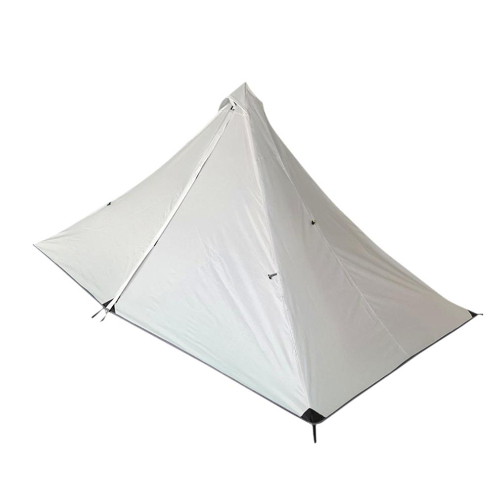 Ultralight Waterproof Two-Layer Pole-less Trekking Pole Pyramid Tent Non-pole Portable Camping Pyramid Tent Ultra Light Tent: White