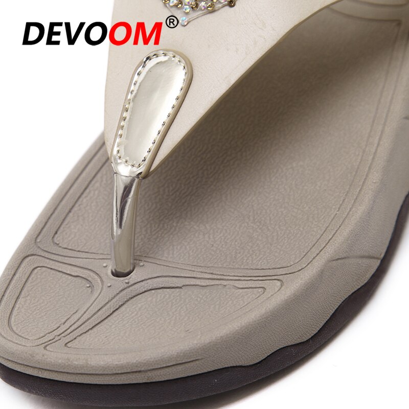 Office Ladies Flip Flops Leather Thick Wedge Slippers Platform Flip Flop Women Summer House Slippers Big Size