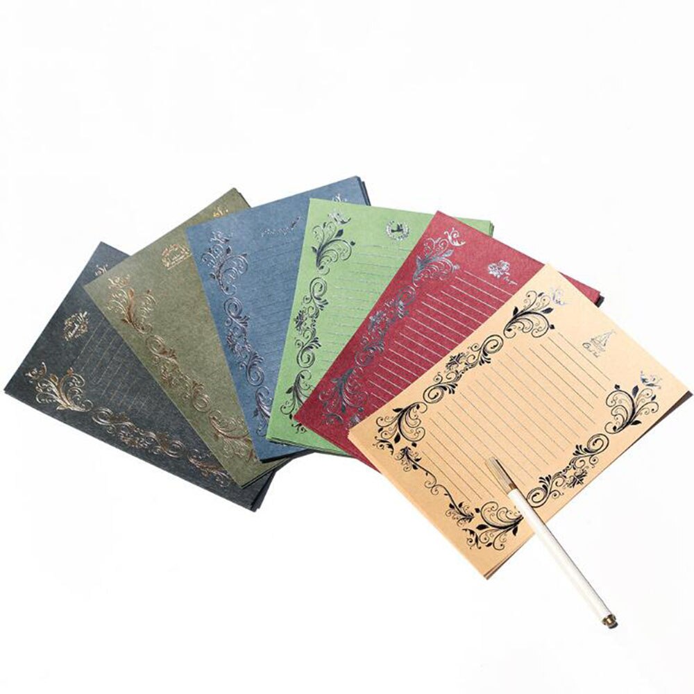 4 Sheets Luxury Vintage Retro Cute Writing Stationery Paper Pad Letter Bronzing Wreath Paper Letter
