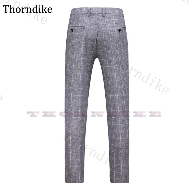 Thorndike harmaa ruudullinen juhlapuku housut miehille rennot villahousut hääjuhliin syksy talvi plus kokoiset bisneshousut