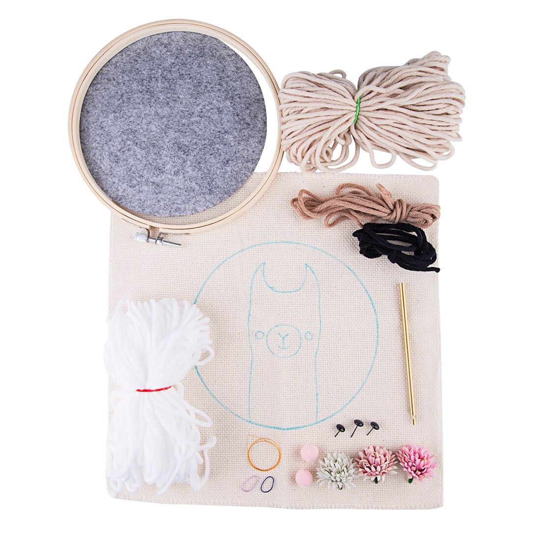 Diy Breien Wollen Kleed Haken Kit Handwerk Wollen Borduren Met 19X19Cm Borduren Frame Punch Naald-Alpaca