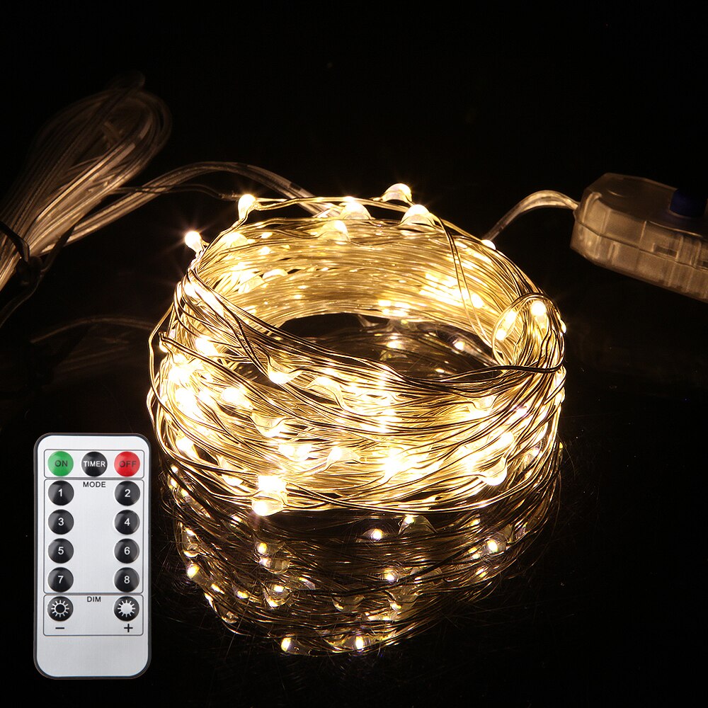 5m 10m usb led fe lys vandtæt led sølv wire streng med fjernbetjening til julefest bryllup dekoration