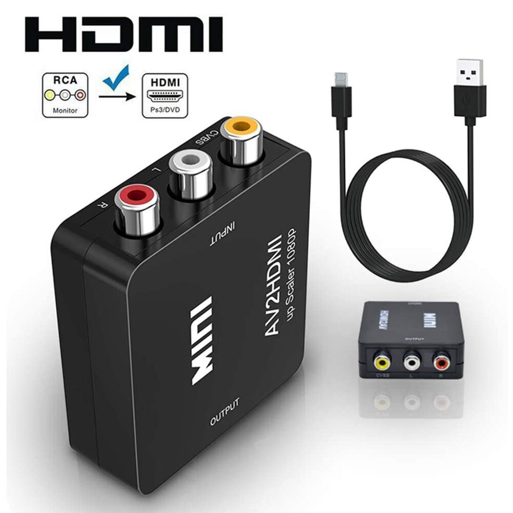 AV to HDMI Adapter 1080P Video Converter MINI AV2HDMI Adapter Converter Box for HDTV Projector Set-top Box
