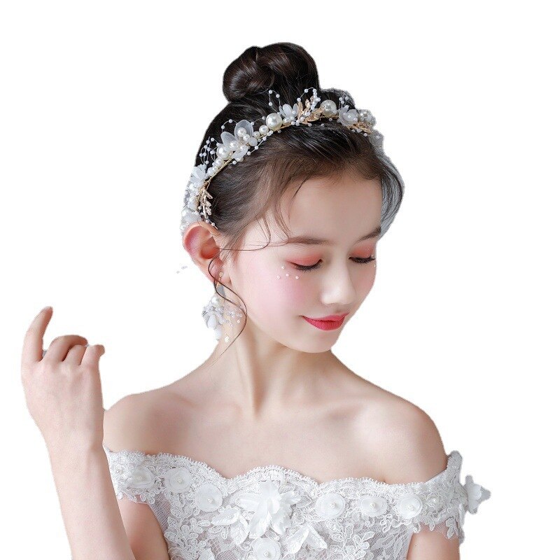 Girl Headband Princess Tiara Crown Decoration Bride Bridesmaid Wedding Girl Wreath Fresh and Beautiful Head Flower Kids Headwear