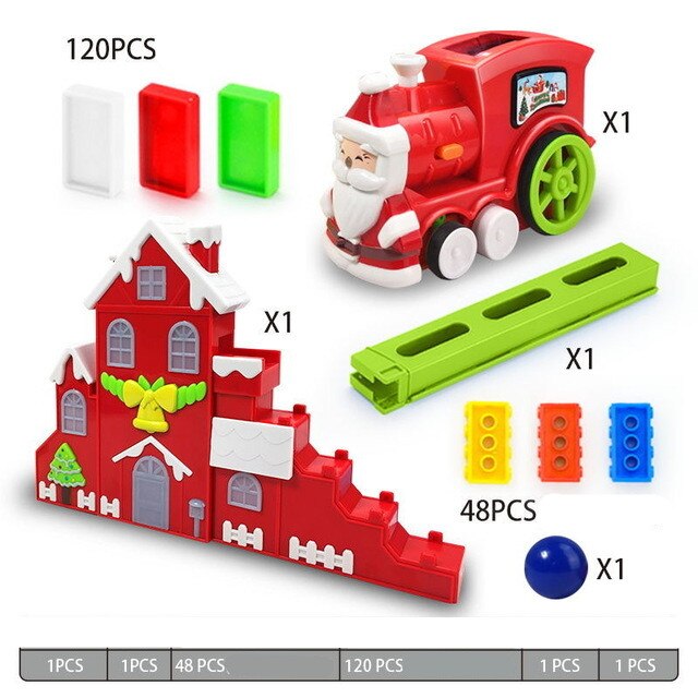 Dominos voiture électrique modèle Juguetes véhicule éducatif maison jouets blocs Train Domino jeu pour enfants garçon fille